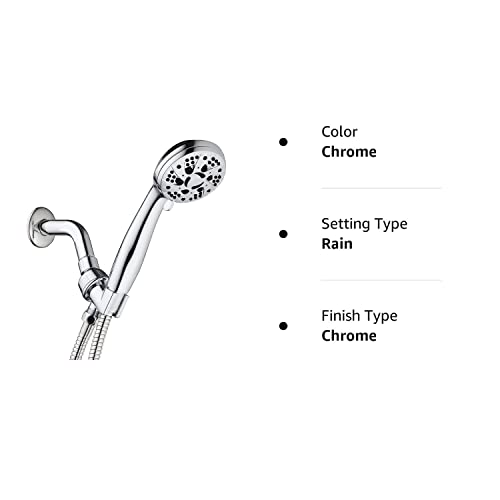 AquaDance High Pressure 6-Setting 3.5" Chrome Face Handheld Shower with Hose for the Ultimate Shower Experience! Officially Independently Tested to Meet Strict US Quality & Performance Standards! - Image 2