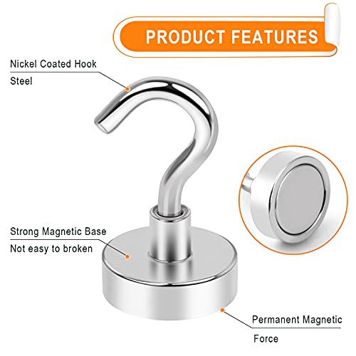 MIKEDE Magnetic Hooks Heavy Duty, 25Lbs Neodymium Magnets with Hooks for Refrigerator, 10Pcs Strong Cruise Hooks for Hanging, Magnetic Hanger for Grill, Toolbox, Storage - Image 6