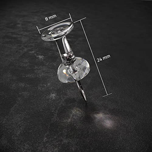 215 Clear Push Pins for Bulletin Board Thumb Tacks for Wall Corkboard Map Calendar Photo -Home Office Craft Projects Heavy Duty Plastic Head Steel Pin (Clear) - Image 6