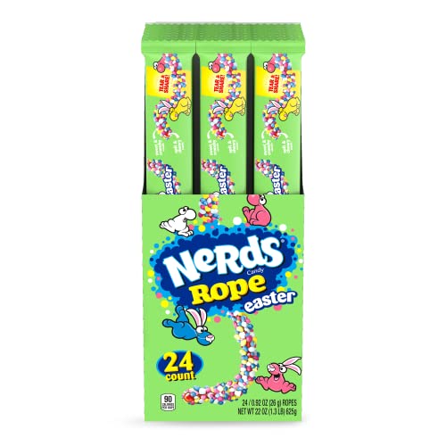 Nerds Rope Easter Candy | Single Serving Easter Candy Individually Wrapped | Full Size Candy for Easter Basket | Crunchy Chewy Gummy Candy Rope | 0.92 oz (Pack of 24)