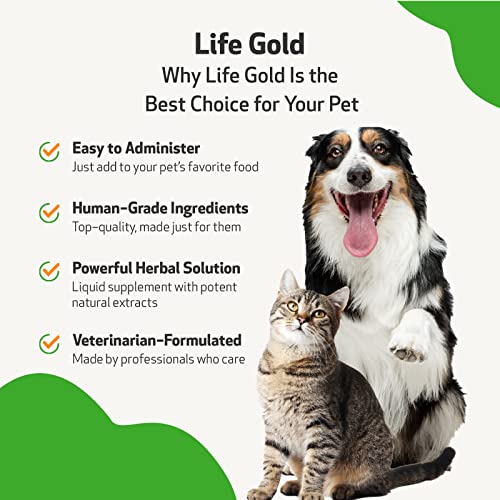 Pet Wellbeing Life Gold for Dogs and Cats - Vet-Formulated - Immune Support and Antioxidant Protection - Natural Herbal Supplement 4 oz (118 ml) - Image 5