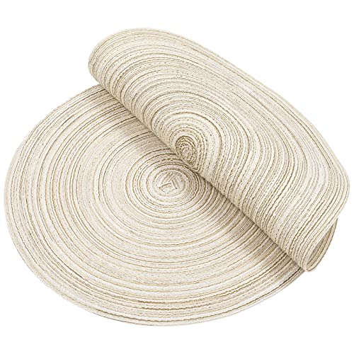 SHACOS Round Placemats Set of 6 Braided Circle Place Mat Washable 15 inch Table Mats for Kitchen Dining Table Mixed Color (Ivory, 6) - Image 9