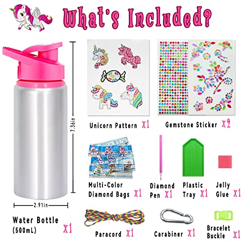 7July Decorate Your Own Water Bottle Kits for Girls Age 4-6-8-10,Unicorn Gem Diamond Painting Crafts,Fun Arts and Crafts Gifts Toys for Girls Birthday Christmas - Image 7