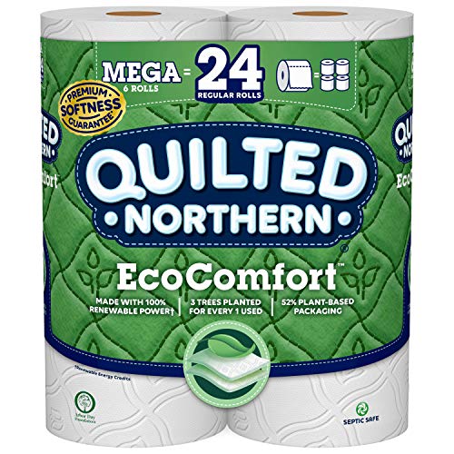 Quilted Northern Eco Comfort Toilet Paper, Mega Rolls, 6 Count of 308 Sheets Per Roll
