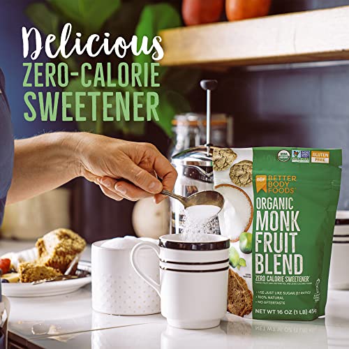 BetterBody Foods Organic Monk Fruit Sweetener Blend, Raw Cane Sugar Substitute, Zero Calorie, Keto Diet Friendly, Zero Net Carbs, Zero Glycemic, Baking, Extract, Sugar Replacement, 1lb, 16oz - Image 6
