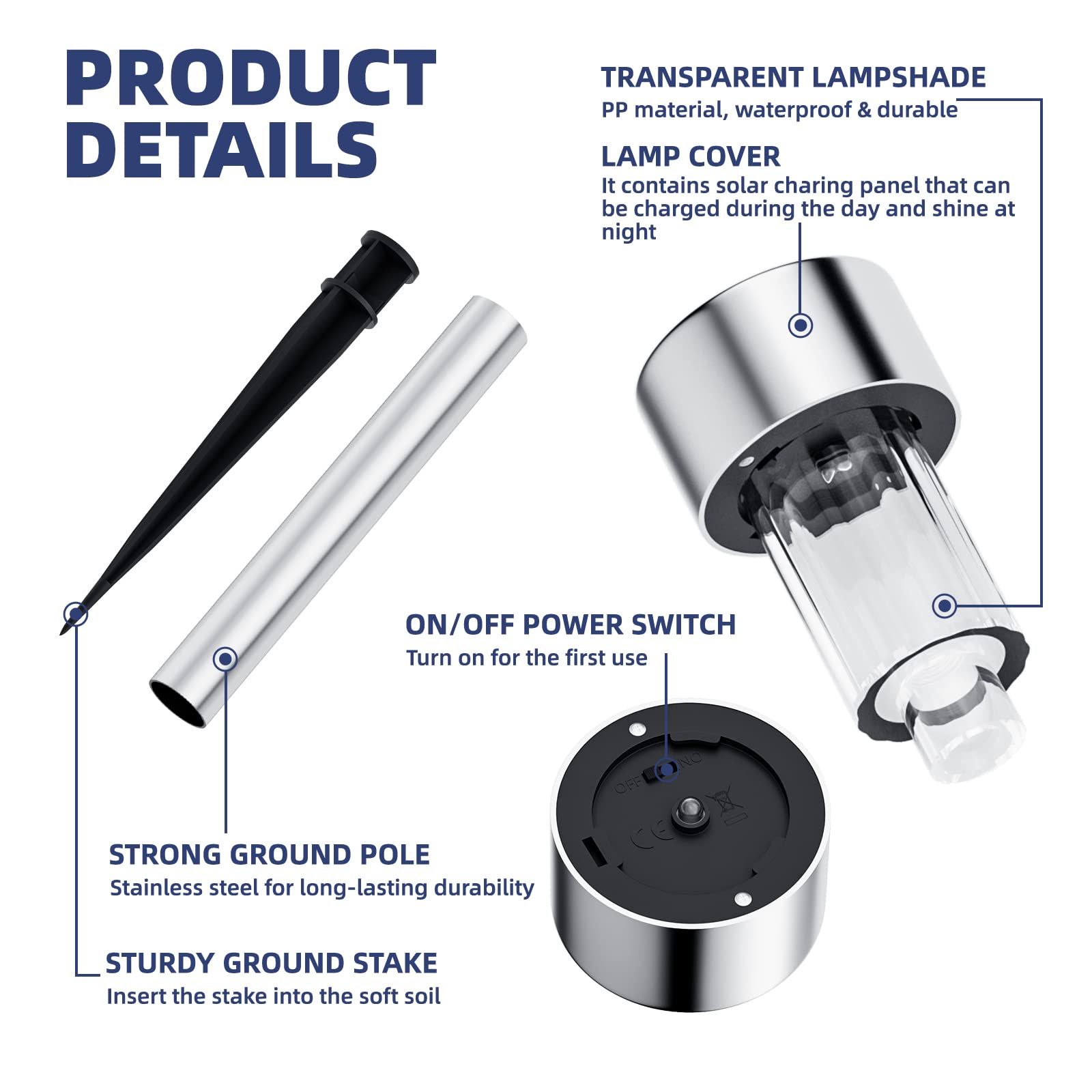 Cvosua Solar Outdoor Lights 12 Pack, Waterproof Outdoor Lights, Solar Garden Lights, Solar Powered Landscape Lighting for Pathway, Patio, Yard, Lawn, Walkway, Deck and Driveway - Image 7