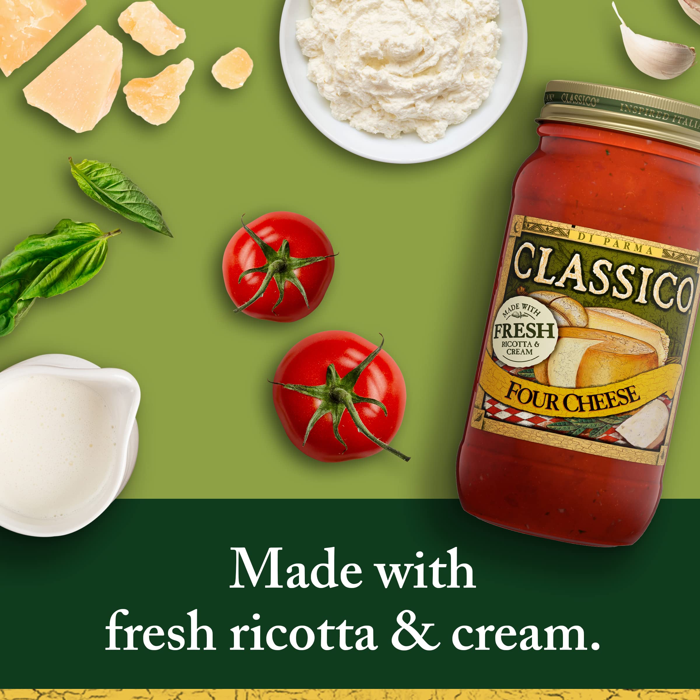 Classico Four Cheese Tomato Spaghetti Pasta Sauce (24 oz Jar) - Image 2