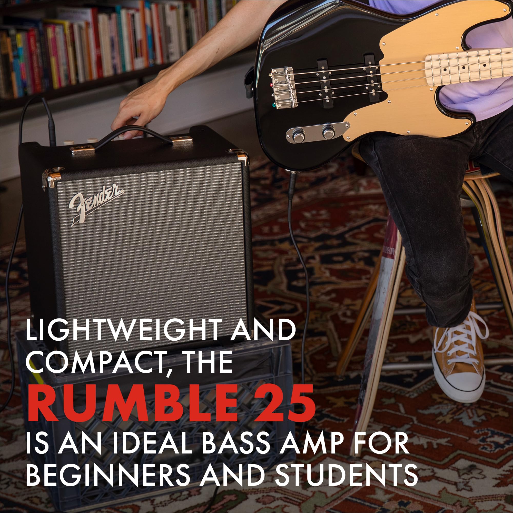 Fender Rumble 25 V3 Bass Amp for Bass Guitar, Bass Combo, 25 Watts, with 2-Year Warranty 8 Inch Speaker, with Overdrive Circuit and Mid-Scoop Contour Switch - Image 6